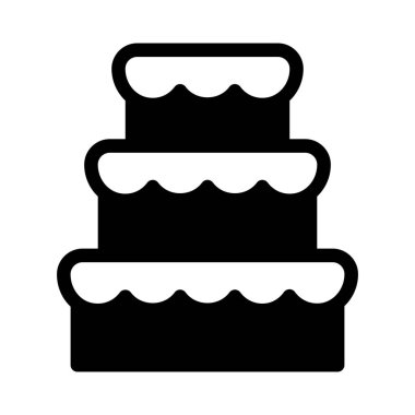 Basit vektör çizim simgesini dekore düğün pastası