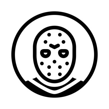 Jason voorhees, basit siyah çizgi resimde beyaz arka plan üzerinde