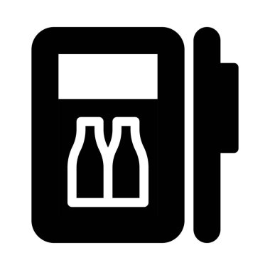 Mini Bar buzdolabı, basit siyah çizgi resimde beyaz arka plan üzerinde