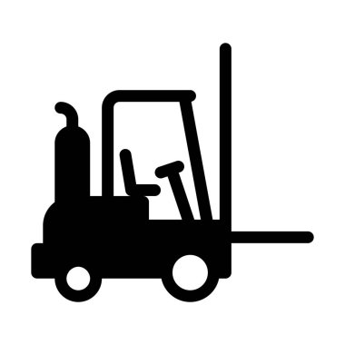 Kargo çatal Asansör simgesi üzerinde beyaz izole 