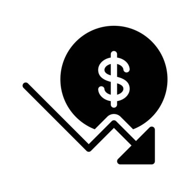 Dolar aşağı trend beyaz arka plan üzerinde