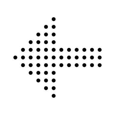 Beyaz arka plan üzerinde noktalı sol ok