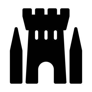 Antik Kale Yapısı simgesi beyaz izole 