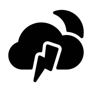 Basit vektör illüstrasyon işareti Thunder yıldırım gece-zaman