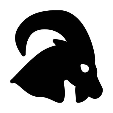 Oğlak Astroloji sembolü, basit siyah çizgi resimde beyaz arka plan üzerinde