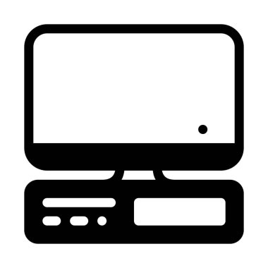 Masaüstü bilgisayar kurulumu basit vektör çizim simgesi