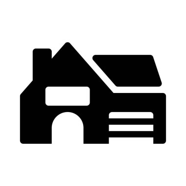Modern Home Construction, simple black line illustration on white background