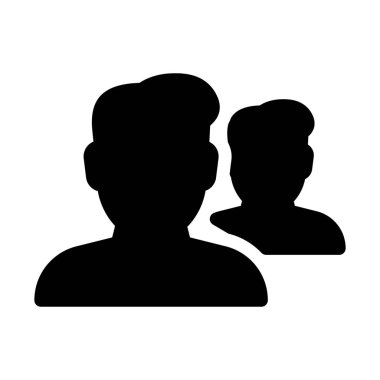 Erkek Online Grup, basit siyah çizgi resimde beyaz arka plan üzerinde
