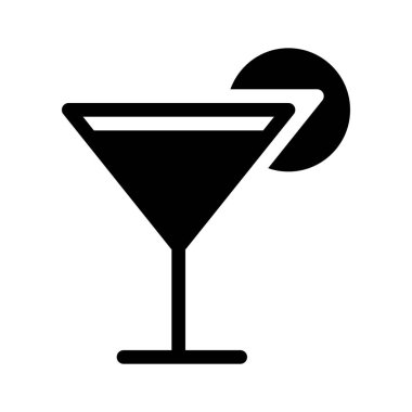 Basit vektör çizim simgesini limonlu kokteyl cam