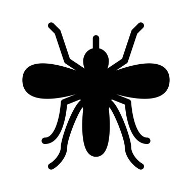 Küçük sivrisinek, basit siyah çizgi resimde beyaz arka plan üzerinde uçan