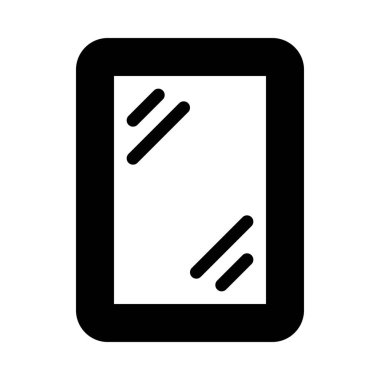 Banyo yüz aynası, basit siyah çizgi resimde beyaz arka plan üzerinde