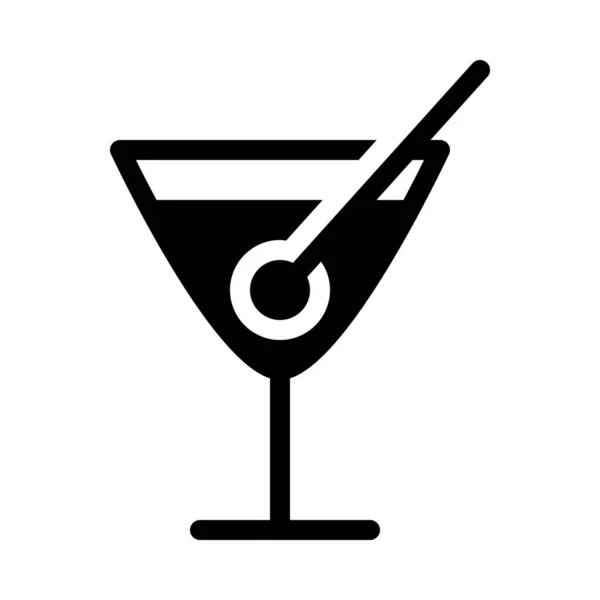 Martini Verre Cocktail Simple Illustration Ligne Noire Sur Fond Blanc — Image vectorielle