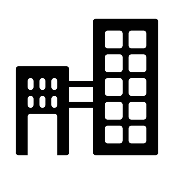 Kommerzielle Komplexe Gebäude Symbol Isoliert Auf Weißem Hintergrund — Stockvektor