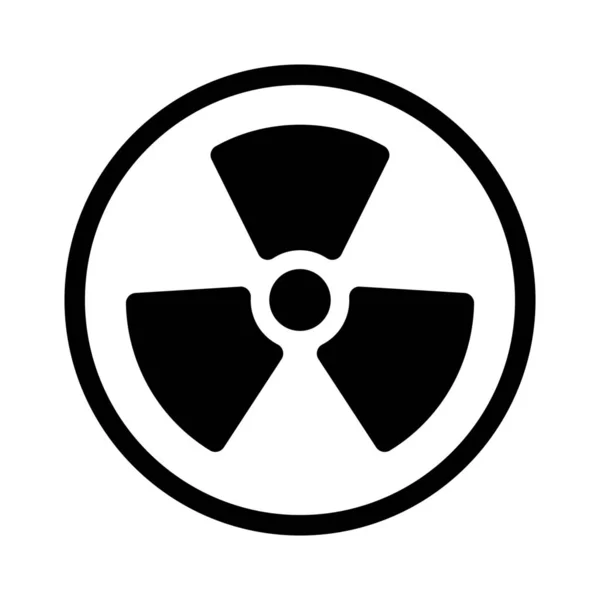 Radioactive Nuclear Sign Simple Black Line Illustration White Background — Stock Vector