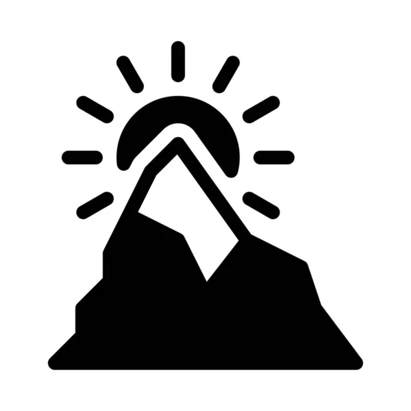 High Altitude Berg Eenvoudige Zwarte Lijn Illustratie Witte Achtergrond — Stockvector