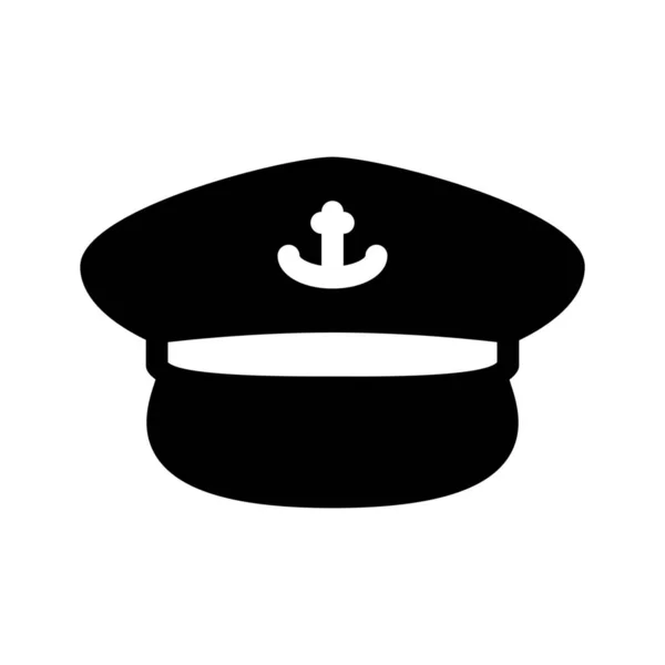 Kapitein Hoed Eenvoudige Zwarte Lijn Illustratie Witte Achtergrond — Stockvector