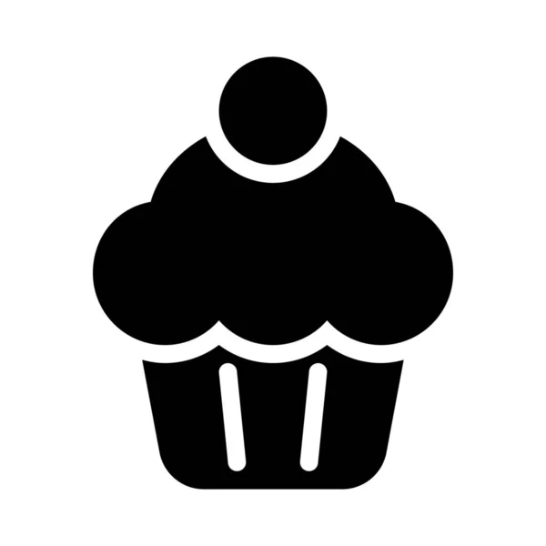 Ícone Ilustração Vetorial Simples Cupcake —  Vetores de Stock