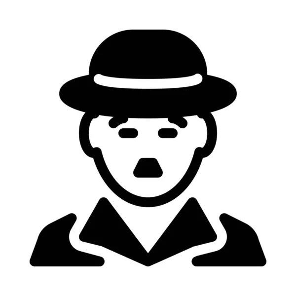 Chaplin Personnage Film Illustration Simple Ligne Noire Sur Fond Blanc — Image vectorielle