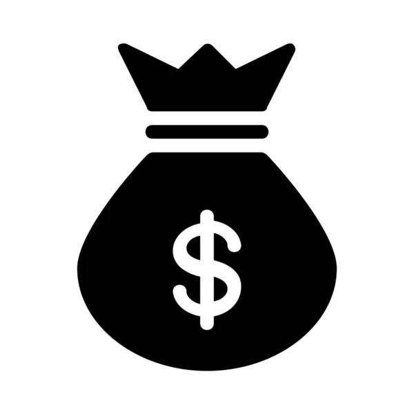 Money Bag Simple Illustration Ligne Noire Sur Fond Blanc — Image vectorielle