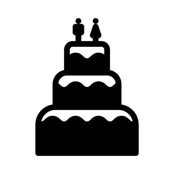Simple Vector Illustration Sign Wedding Couple Cake — Stock Vector