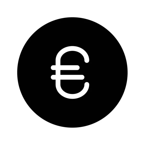 Icono Botón Pago Euros Aislado Blanco — Vector de stock