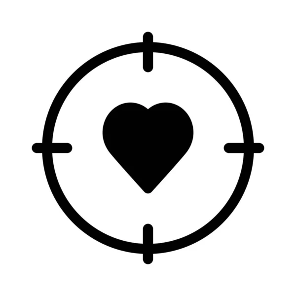 Romantic Love Target Simple Black Line Illustration White Background — Wektor stockowy