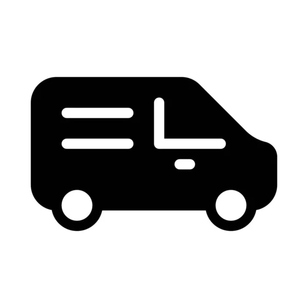 Mini Cargo Van Simple Black Line Illustration White Background — Stock Vector