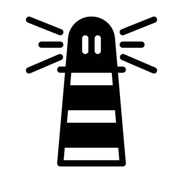 Island Harbour Lighthouse Simple Black Line Illustration White Background — Stockový vektor