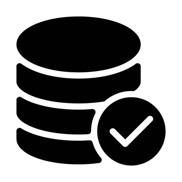 Einfaches Vektor Illustrations Symbol Des Verifizierten Datenbanknetzwerks — Stockvektor