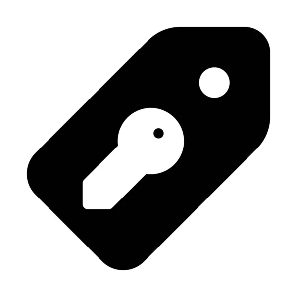 Key Tag Lock Simples Linha Preta Ilustração Fundo Branco — Vetor de Stock