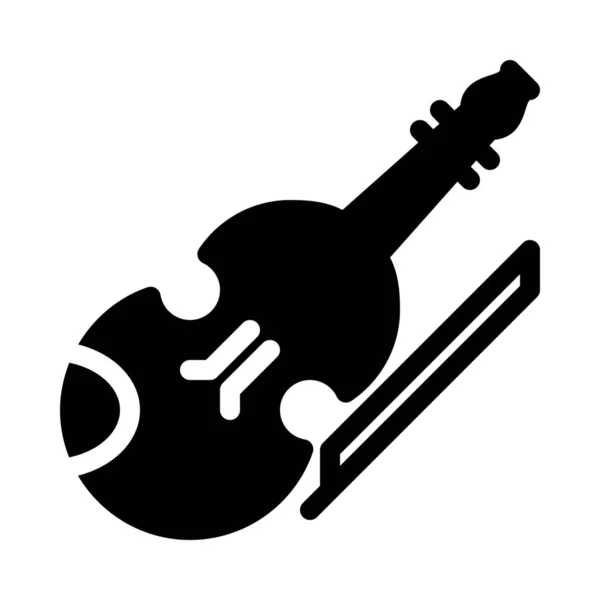 Einfache Vektor Illustration Zeichen Der Geige Mit Bogen — Stockvektor