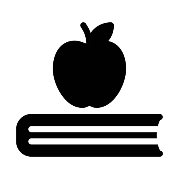 Apfel Auf Buch Symbol Isoliert Auf Weiß — Stockvektor