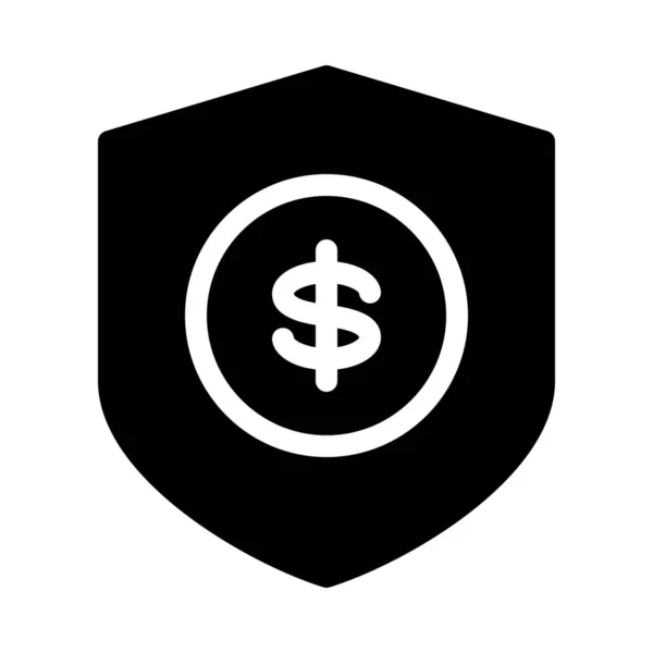 Argent Banque Protégé Illustration Ligne Noire Simple Sur Fond Blanc — Image vectorielle