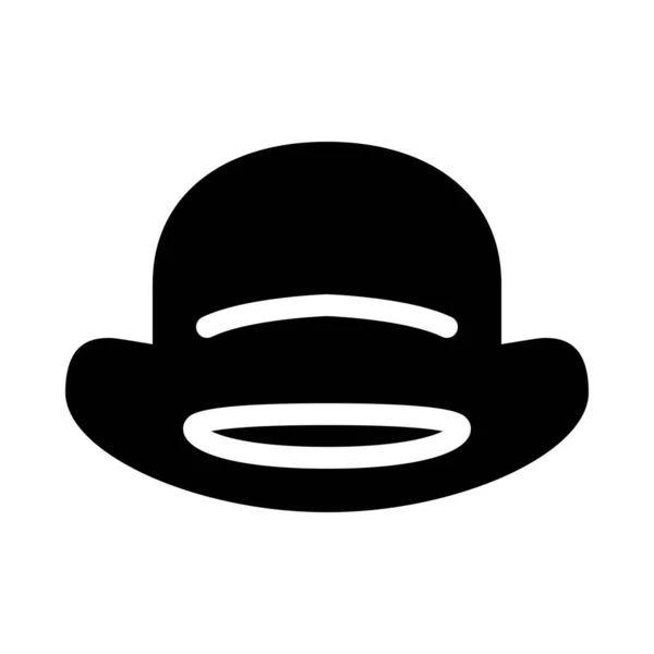 Fashionable Bowler Hat Simple Black Line Illustration White Background — Stockový vektor