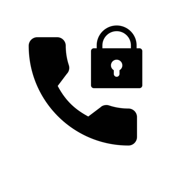Lock Encrypted Call Simple Illustration Ligne Noire Sur Fond Blanc — Image vectorielle