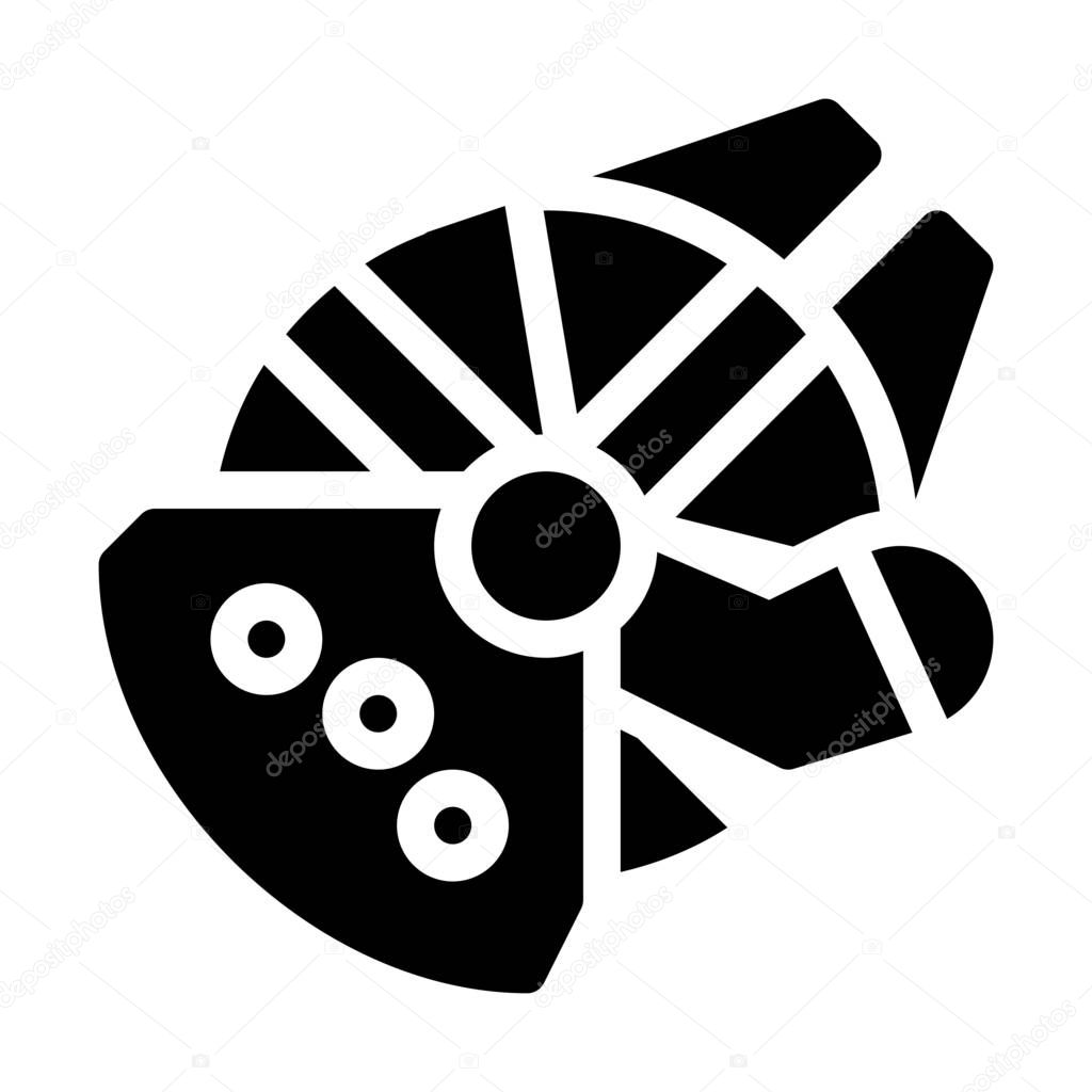 Abstract space ship, simple black line illustration on white background