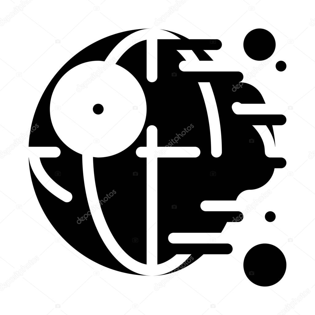 simple vector illustration icon of Death Star Exploded