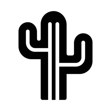 Kaktüs bitki, basit siyah çizgi resimde beyaz arka plan üzerinde