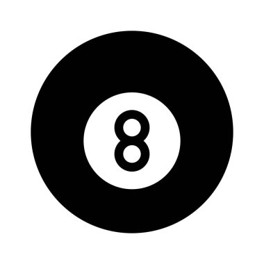 8 top oyunu simgesi üzerinde beyaz izole 