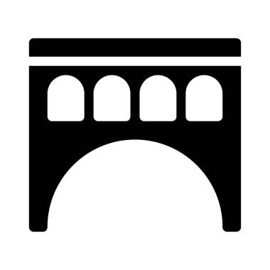 Büyük göl köprü, basit siyah çizgi resimde beyaz arka plan üzerinde