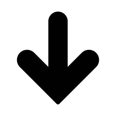 Aşağı ok sembolü beyaz arka plan üzerinde