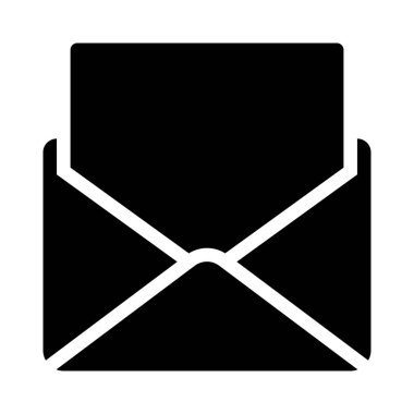 Açık posta veya mesaj okumak, basit siyah çizgi resimde beyaz arka plan üzerinde