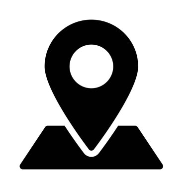 Harita konumu basit siyah çizgi resimde beyaz zemin üzerine tutturulmuş,