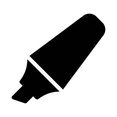 Marker veya vurgulamak, basit siyah çizgi resimde beyaz arka plan üzerinde