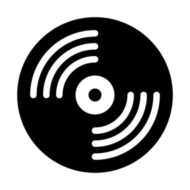 Fonograf disk kaydı simgesi üzerinde beyaz izole 