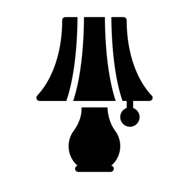 Gece elektrik lambası, basit siyah çizgi resimde beyaz arka plan üzerinde