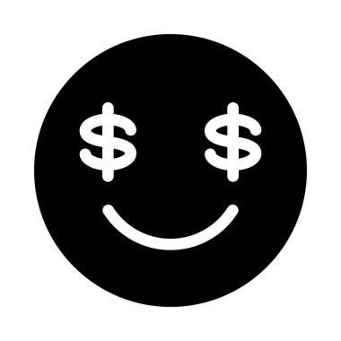 Para göz Emoji, basit siyah çizgi resimde beyaz arka plan üzerinde