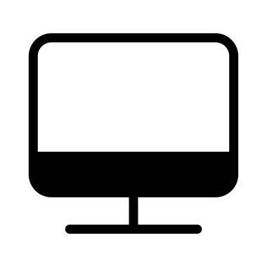 Düz ekran monitör, basit siyah çizgi resimde beyaz arka plan üzerinde