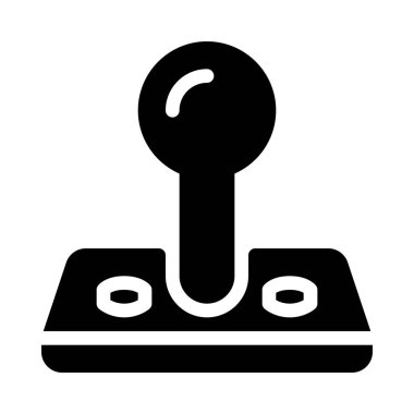 Vintage Joystick Controller, basit siyah çizgi resimde beyaz arka plan üzerinde