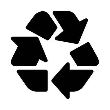 Ürün geri dönüşüm sembolü beyaz arka plan üzerinde izole 